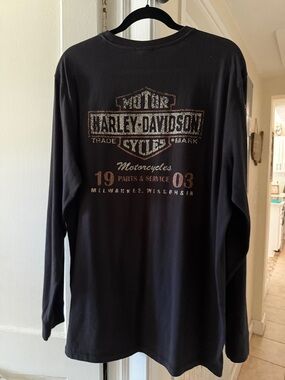 Harley-Davidson Black Long Sleeve Shirt with Orange Logo